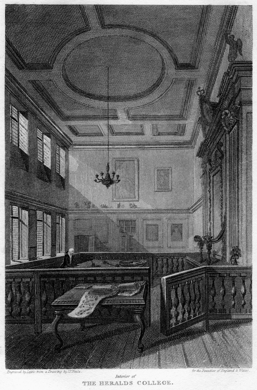 Interiör av Heralds College, London, 1815. av Lewis