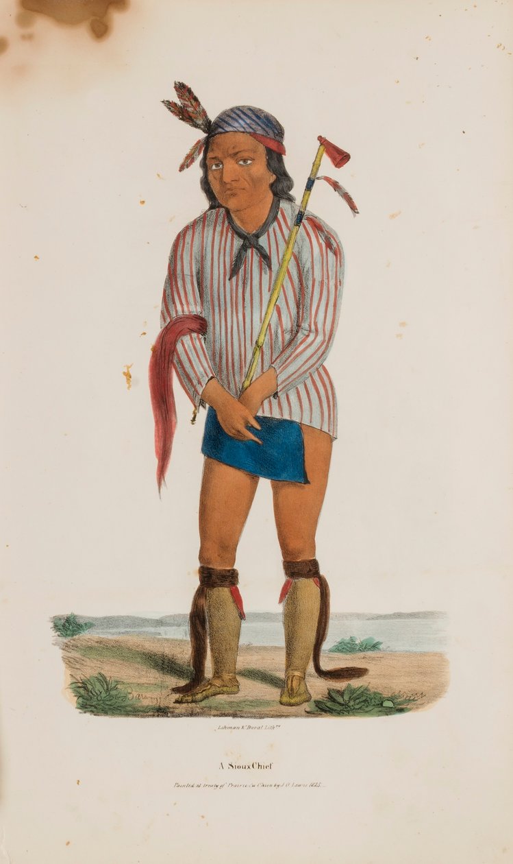 En siouxhövding, från The Aboriginal Portfolio av Lewis, James Otto