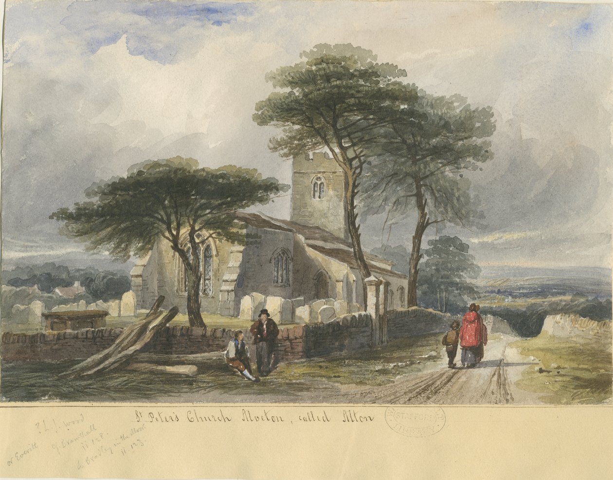 Alton Church: akvarellmålning och [c 1830-1840] (målning) av Lewis John Wood