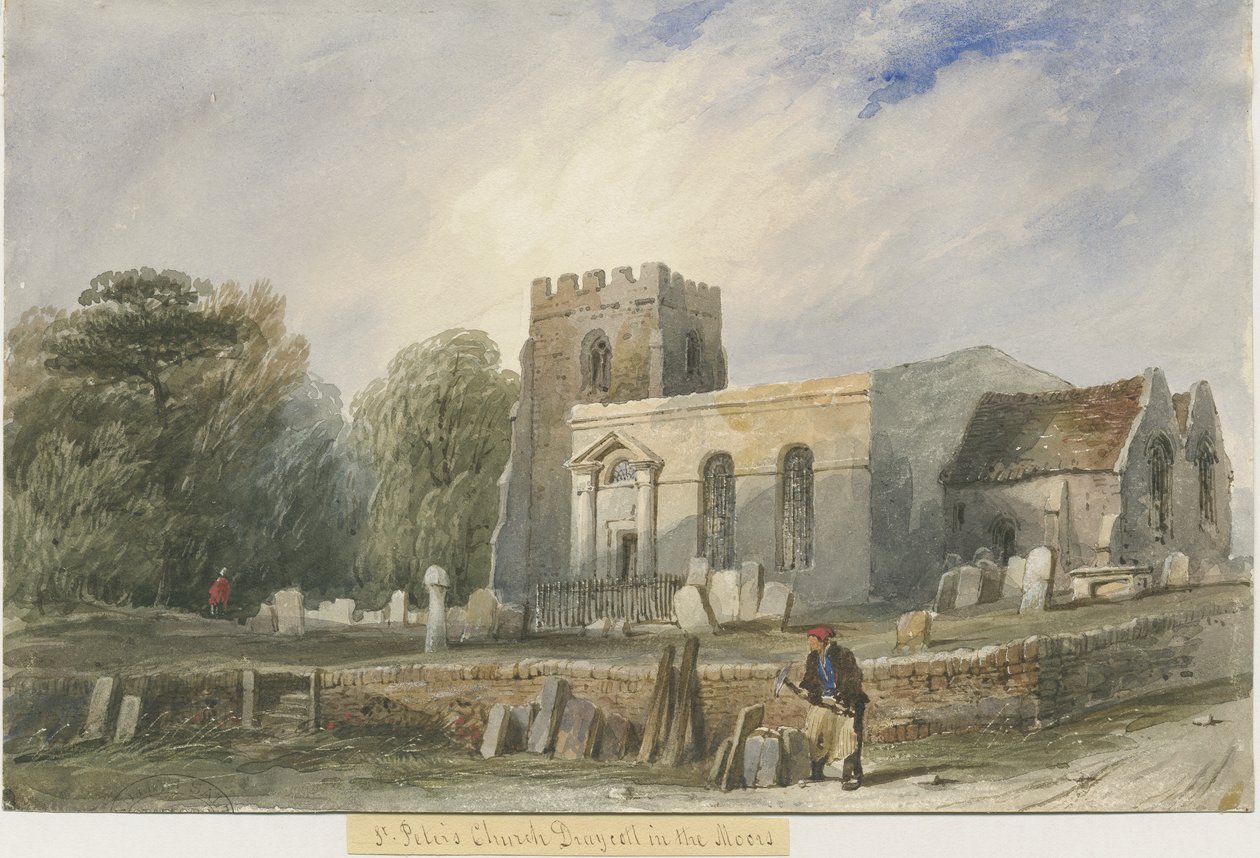 Draycott in the Moors Church: akvarellmålning, nd [? 1800-talet] av Lewis John Wood
