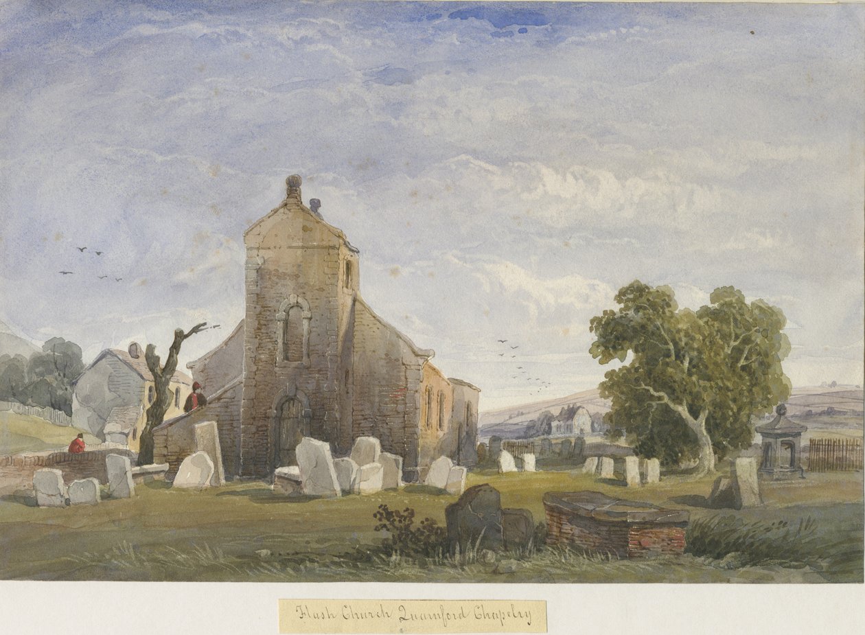 Flash Chapel: akvarellmålning och [c 1830-1840] av Lewis John Wood