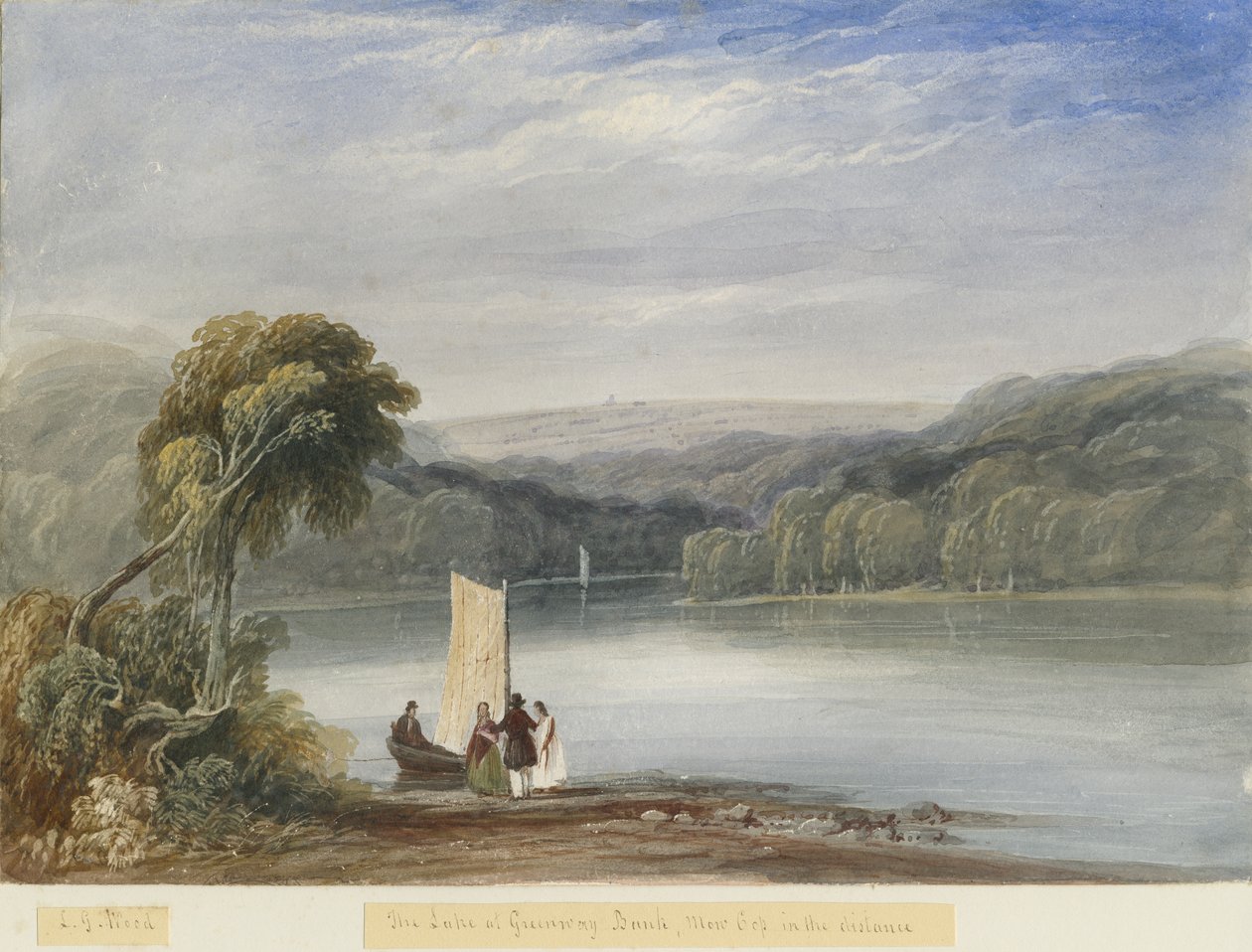 Greenway Bank - Lake: akvarellmålning och [c 1830-1840] (målning) av Lewis John Wood