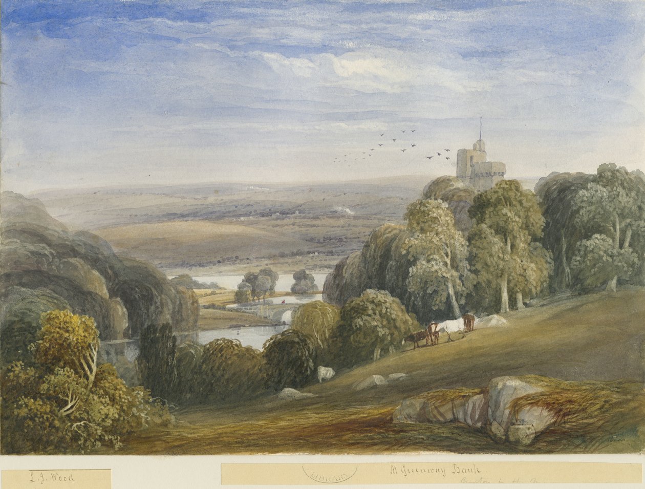 Greenway Bank - Lake: akvarellmålning och [c 1830-1840] av Lewis John Wood