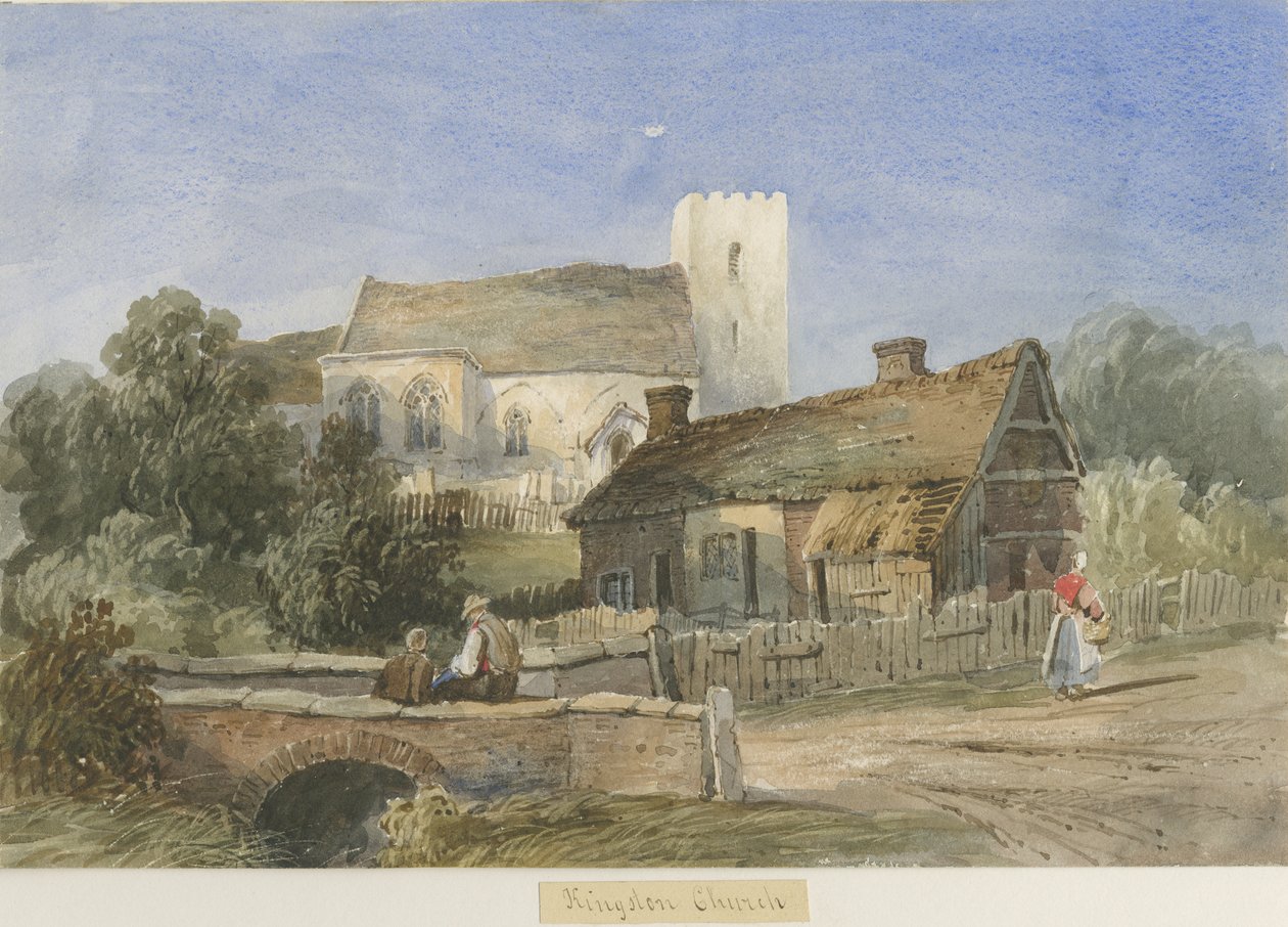 Kingstone Church: akvarellmålning och [c 1830-1840] av Lewis John Wood
