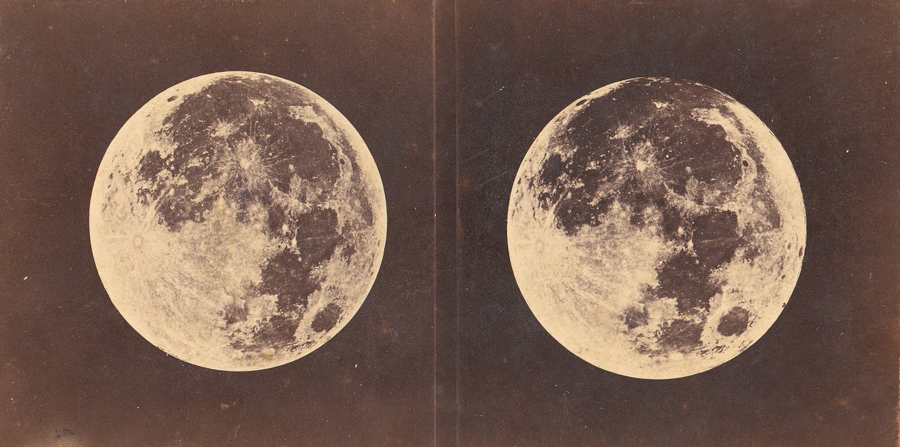 Fullmåne: Vänstermånen fotograferades den 2 juni 1871. Högermånen var Pho... 1871. av Lewis Morris Rutherfurd