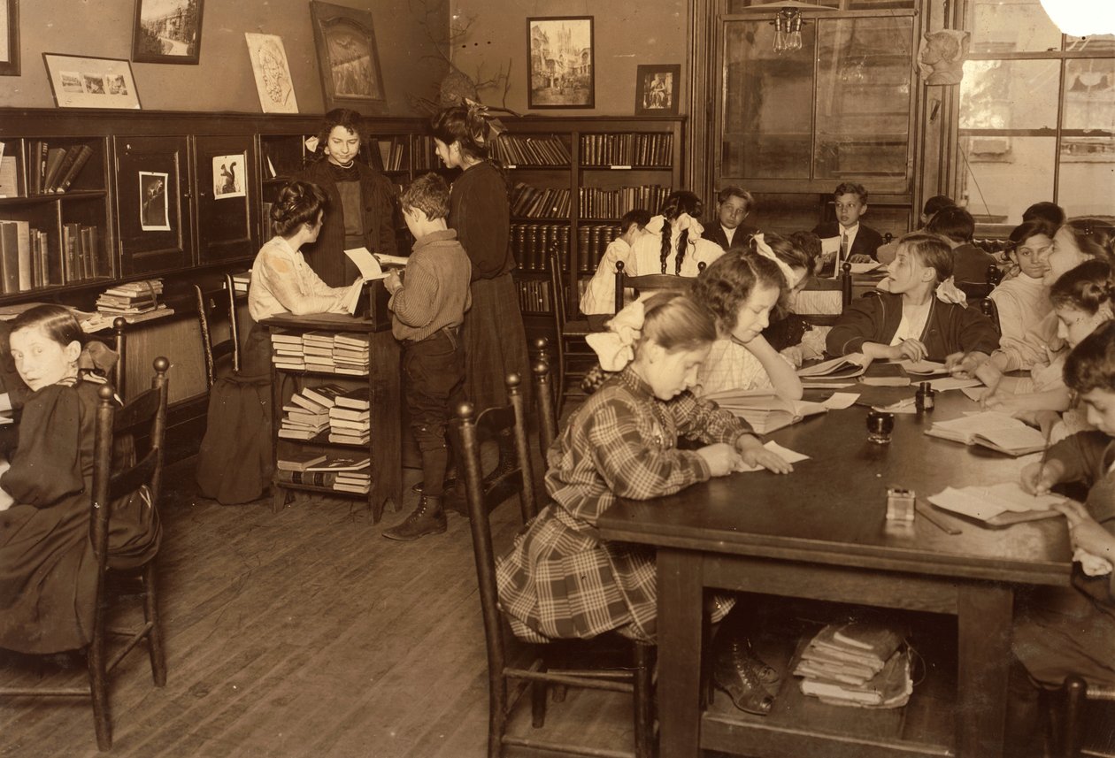 Bibliotek, Henry Street Settlement, New York City av Lewis Wickes Hine