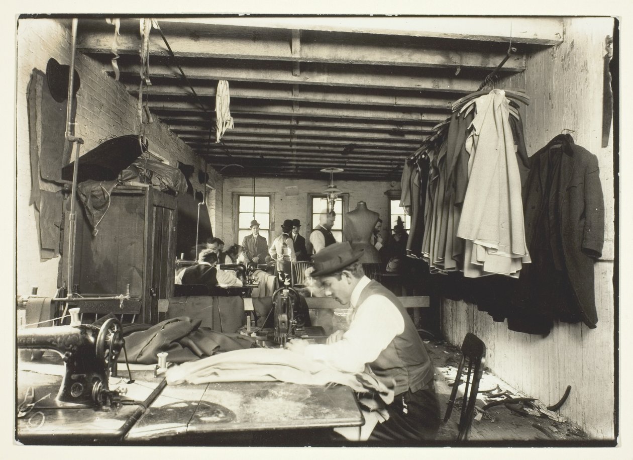 Gamla tiders klädbutik, New York City av Lewis Wickes Hine