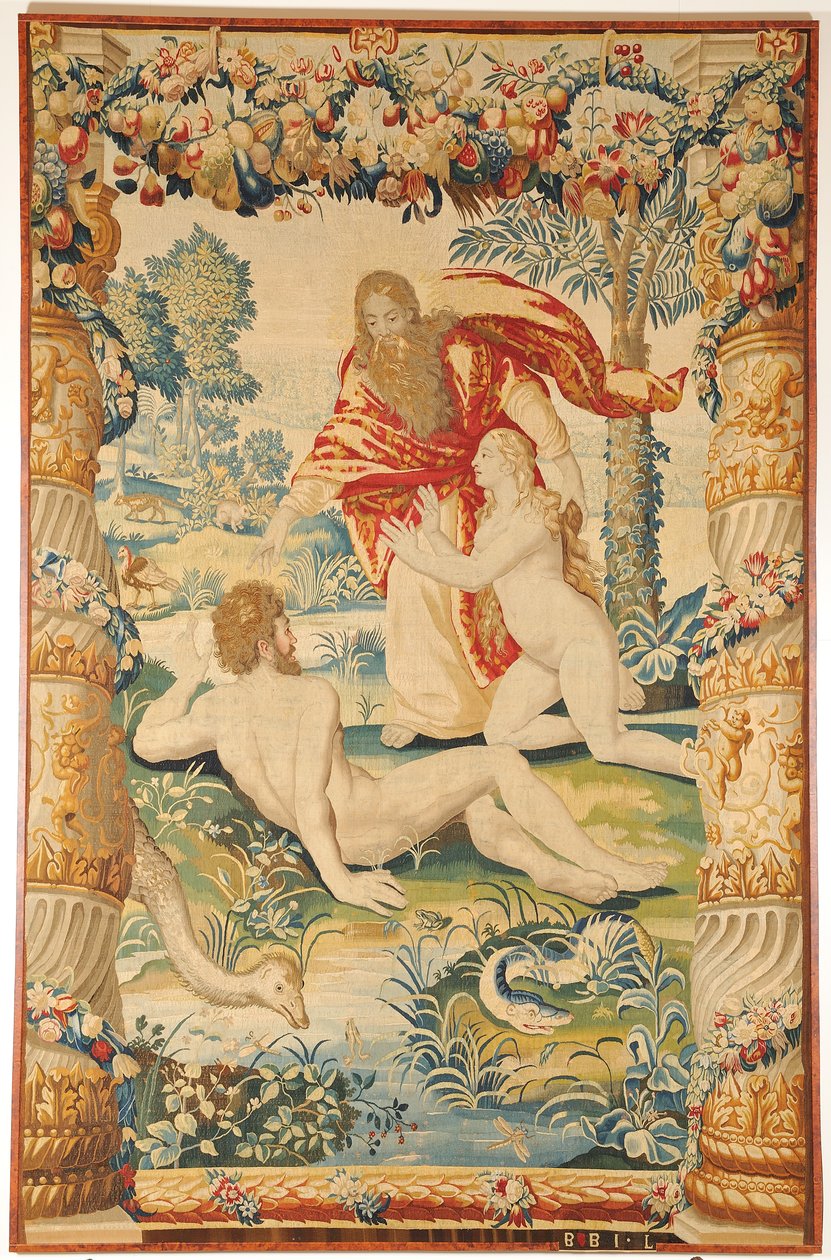 Adam och Eva Tapestry, ca. 1650-1660 av Leyniers Workshop
