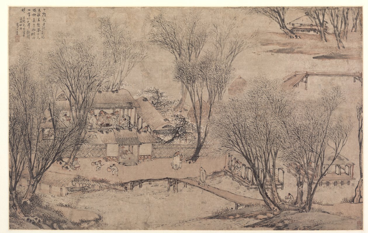 Nyårsdagen i en by vid Stone Lake, 1609. av Li Shida