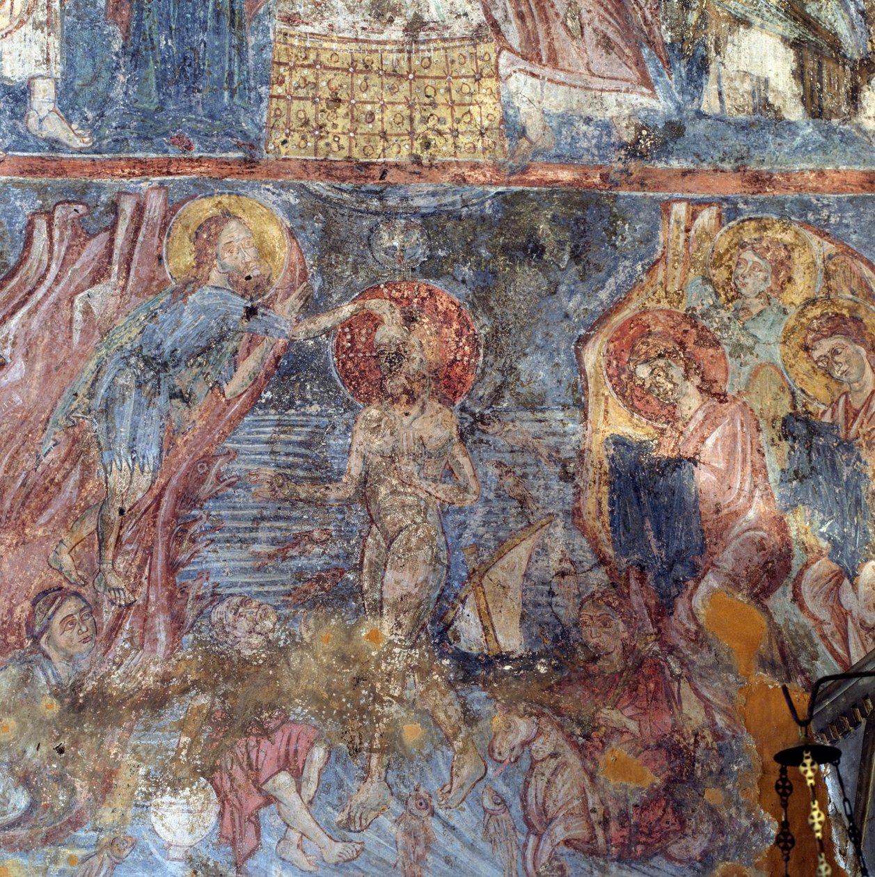 Jesu dop, fresk i kyrkan i Alikampos, Kreta, Grekland (foto) av Unbekannt Unbekannt