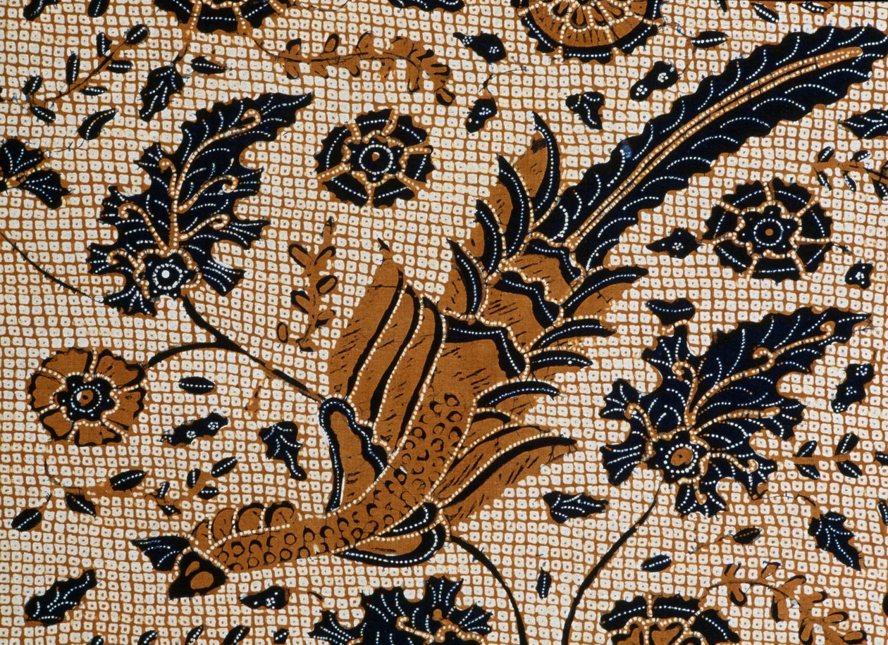 Batik med traditionell design som kallas peksi podang, Surakarta, Java, Indonesien, detaljer av Unbekannt Unbekannt