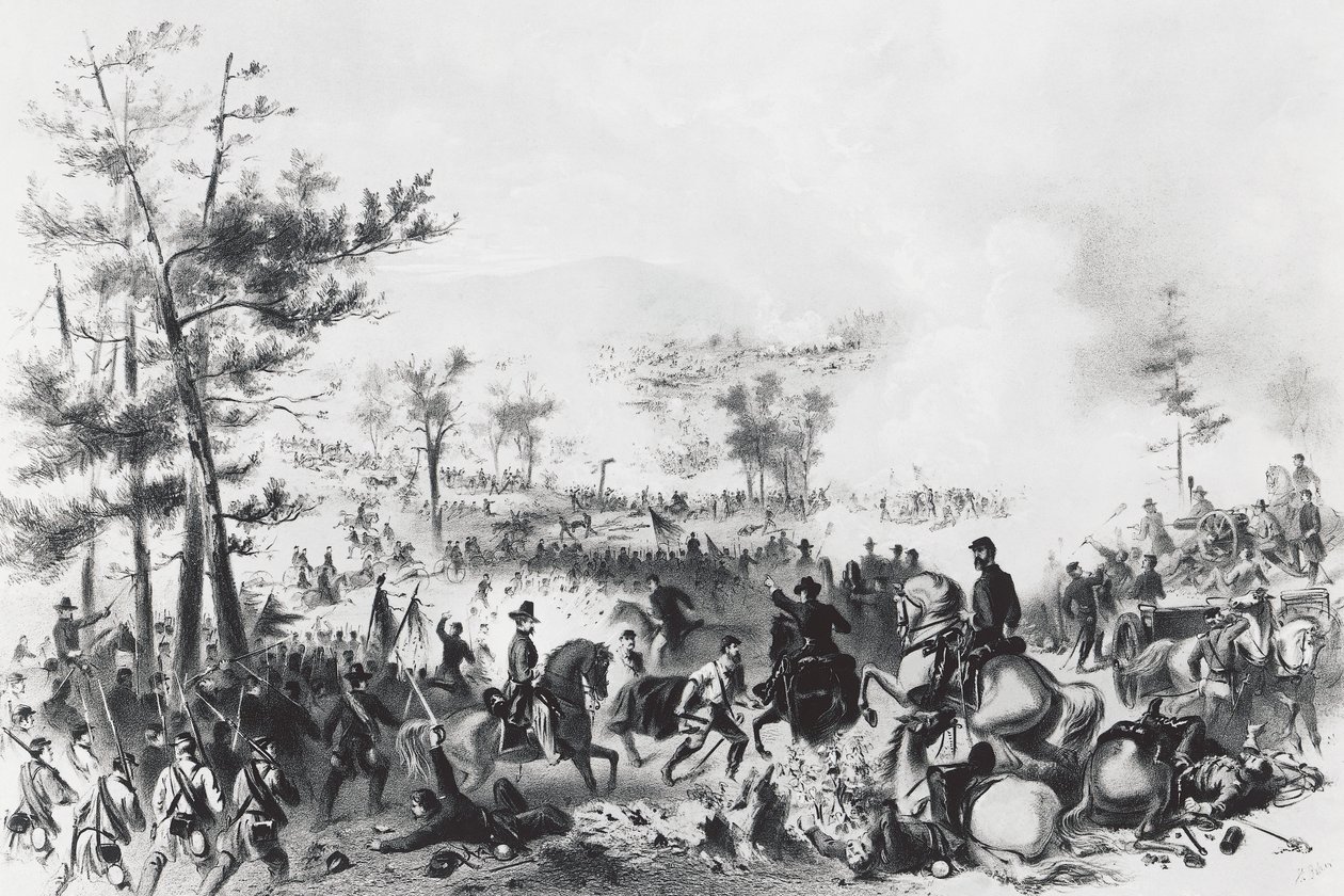 Slaget vid Gettysburg, seger för unionens styrkor ledda av George Gordon Meade och nederlag för general Robert Edward Lee, 1-3 juli av Unbekannt Unbekannt