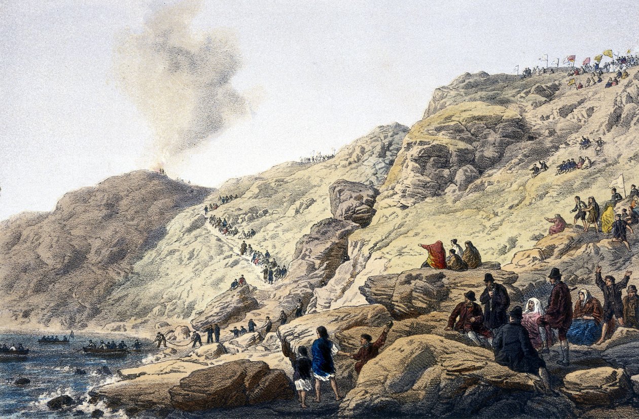 Kabelläggning Foilhummerum Bay, nära Valentia, Irland av Unbekannt Unbekannt