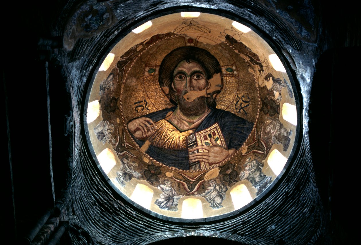 Christ Pantocrator, inre kupol av kyrkan Panagia Parigoritissa, Arta, Epirus, Grekland av Unbekannt Unbekannt