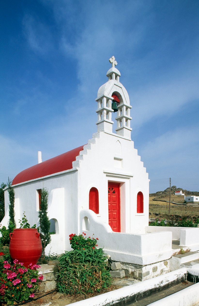 Kyrka på ön Mykonos, Kykladerna, Grekland (foto) av Unbekannt Unbekannt
