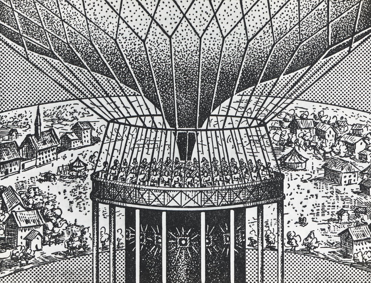 Cineorama av Raoul Grimoin-Sanson (1860-1941), cirkulärt projektionssystem förfader till Cinerama av Unbekannt Unbekannt