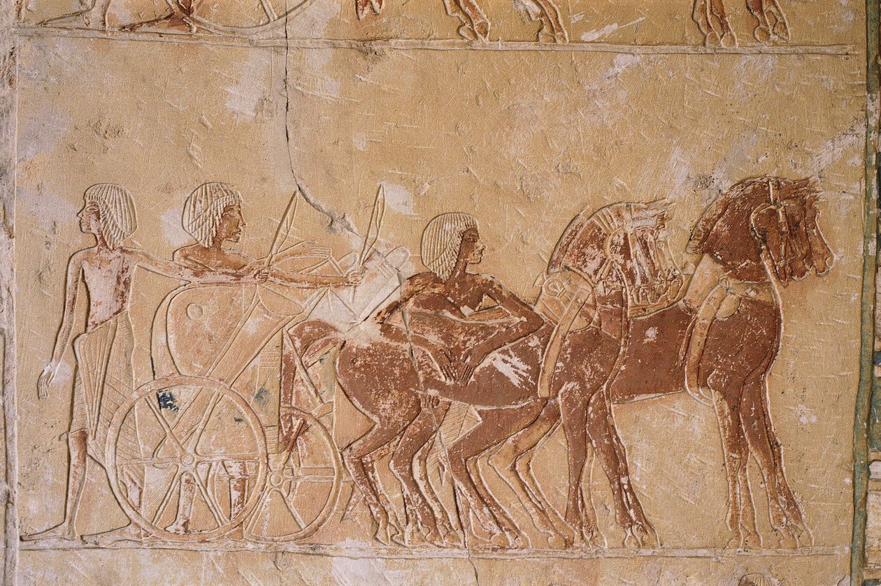 Egypten, Kairo, det antika Memphis, Saqqara-nekropolis, målade reliefer i Horemhebs grav av Unbekannt Unbekannt