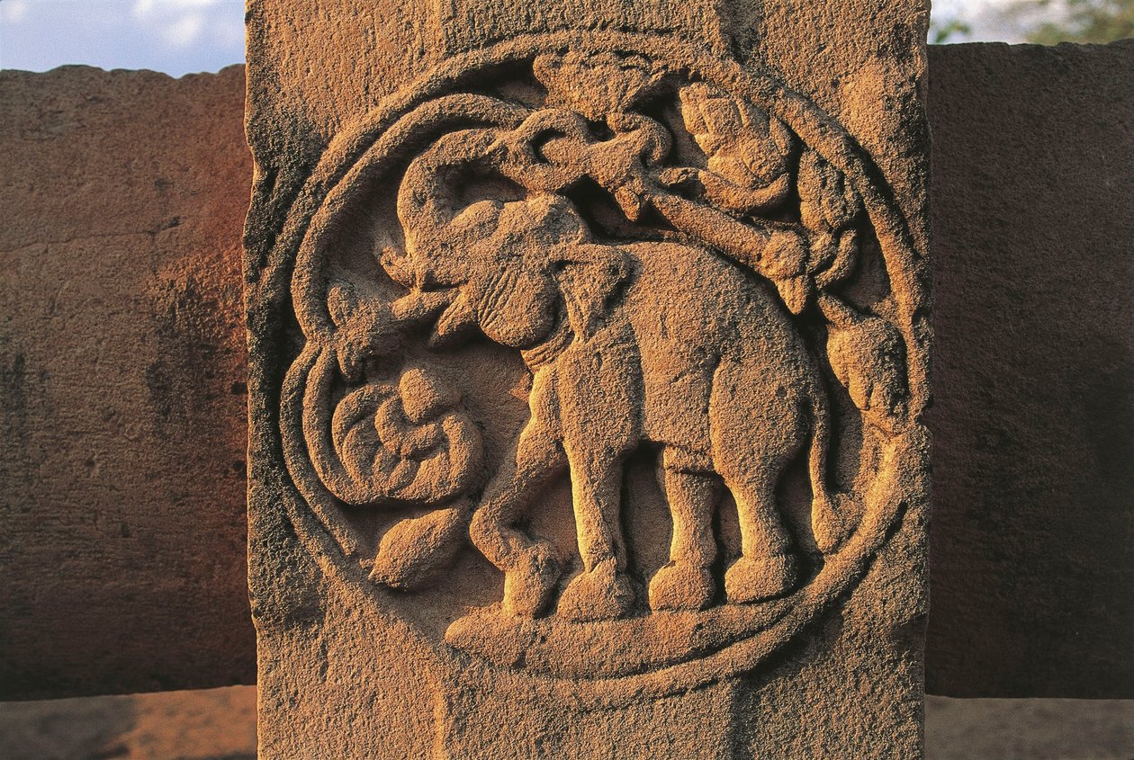 Elefant, relief på Stupa nr 2, Sanchi (UNESCOs världsarvslista av Unbekannt Unbekannt