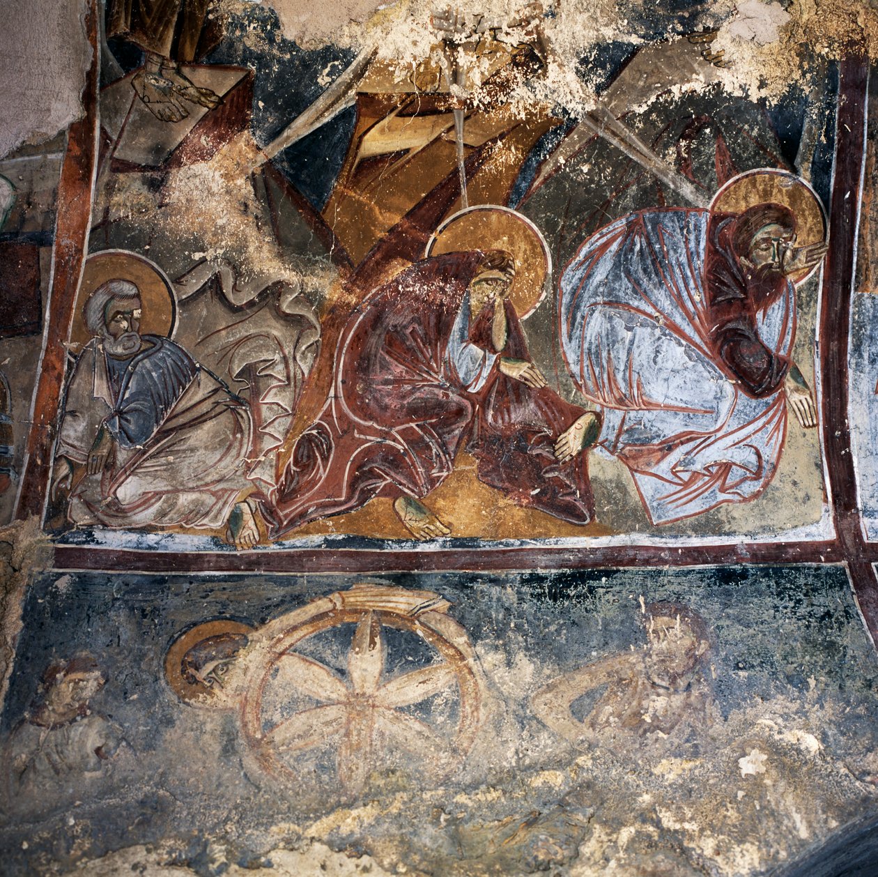 Fresk av helgon i den bysantinska kyrkan Agios Georgios Xifoforos, Apodoulou, Kreta, Grekland (foto) av Unbekannt Unbekannt