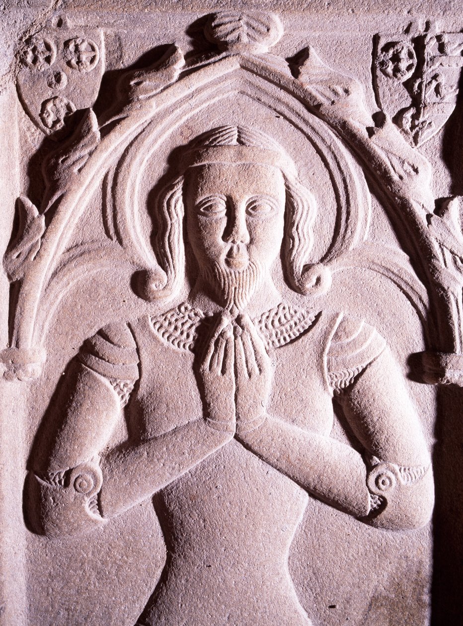Gravsten med reliefdekorationer, Coetquen Tower, Dinan, Bretagne. Detalj. Frankrike av Unbekannt Unbekannt