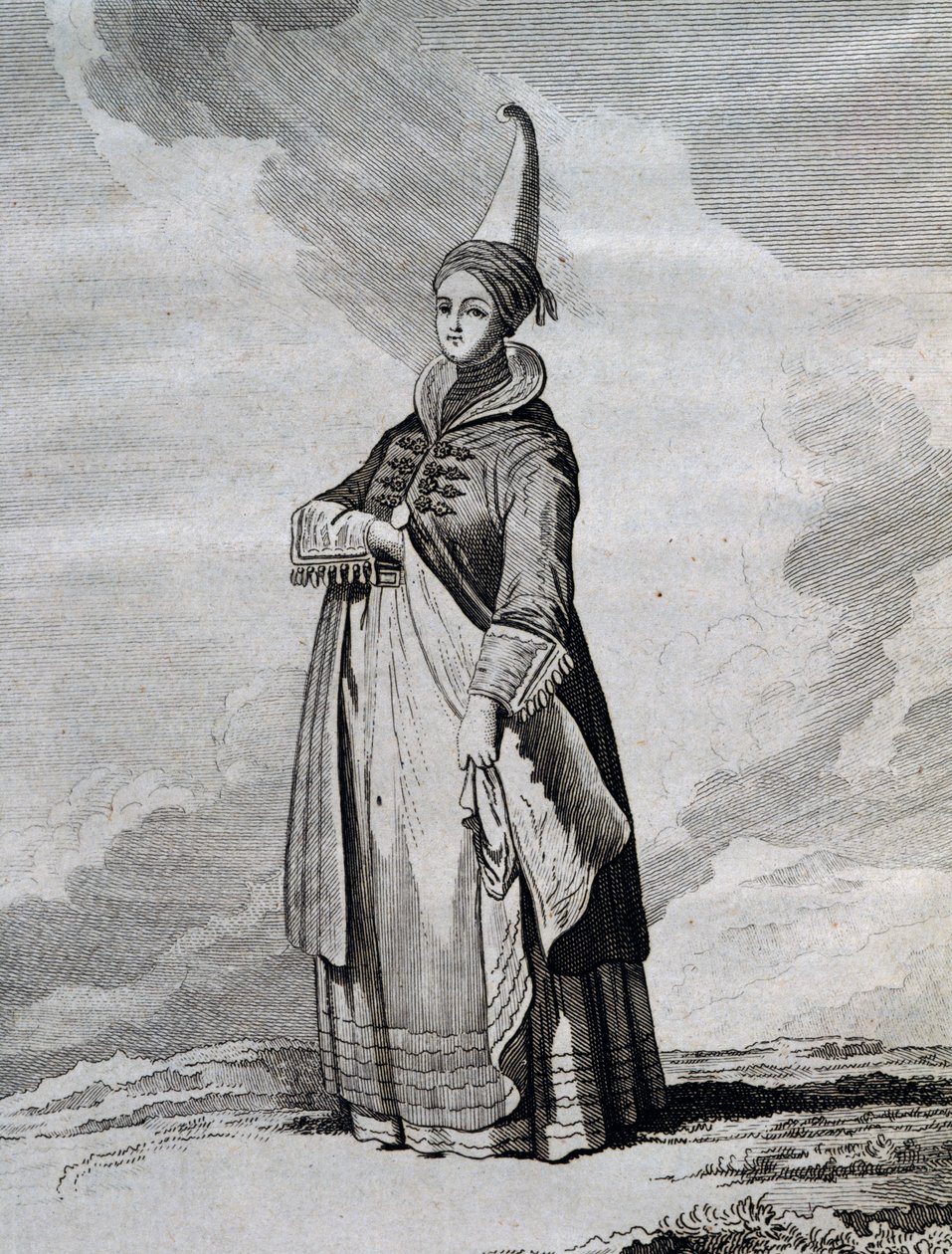 Isländsk kvinna, gravyr från Voyage in North Sea mellan 1767 och 1768 av Yves-Joseph de Kerguelen-Tremarec (1734-1797) av Unbekannt Unbekannt
