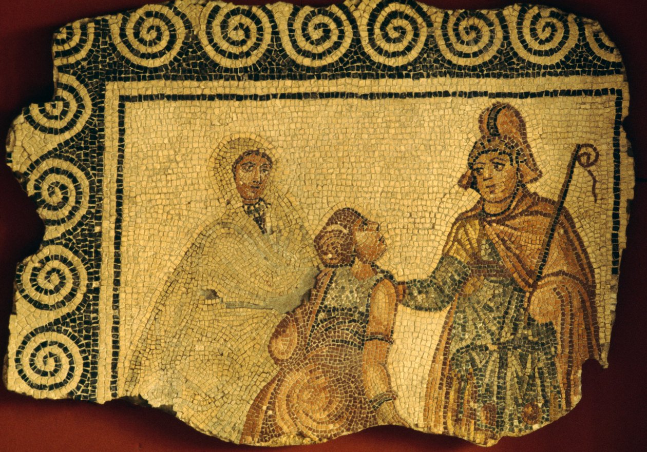 Initiationsscen, mosaik från den romerska villan Negrar, Veneto, Italien, romersk civilisation av Unbekannt Unbekannt