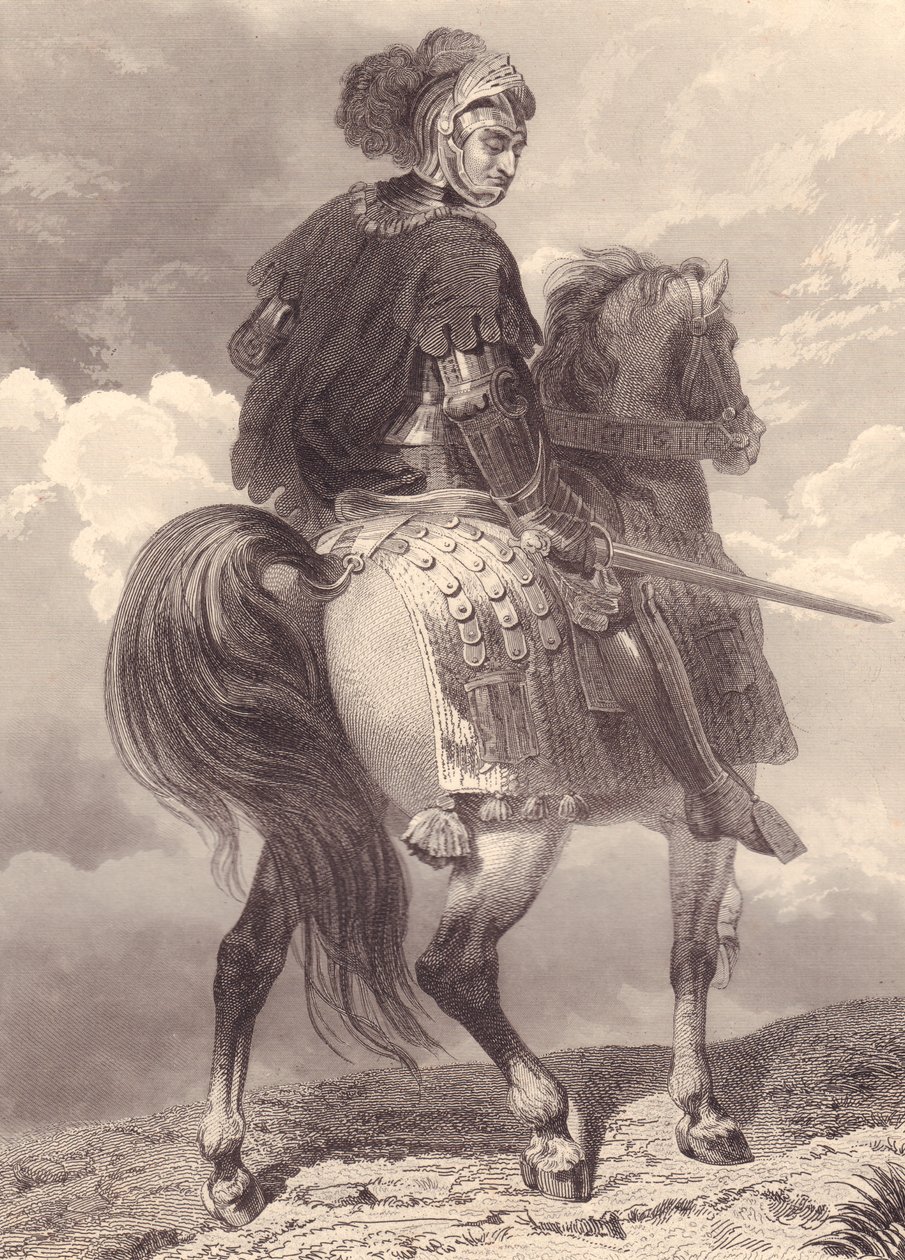 Italiens militärledare och politiker Gian Giacomo Trivulzio (1440-1518), gravyr, 22x16 cm, från Galerie Historique de Versailles, Histoire de France, Charles Gavard Publisher, Paris, ca 1840 av Unbekannt Unbekannt