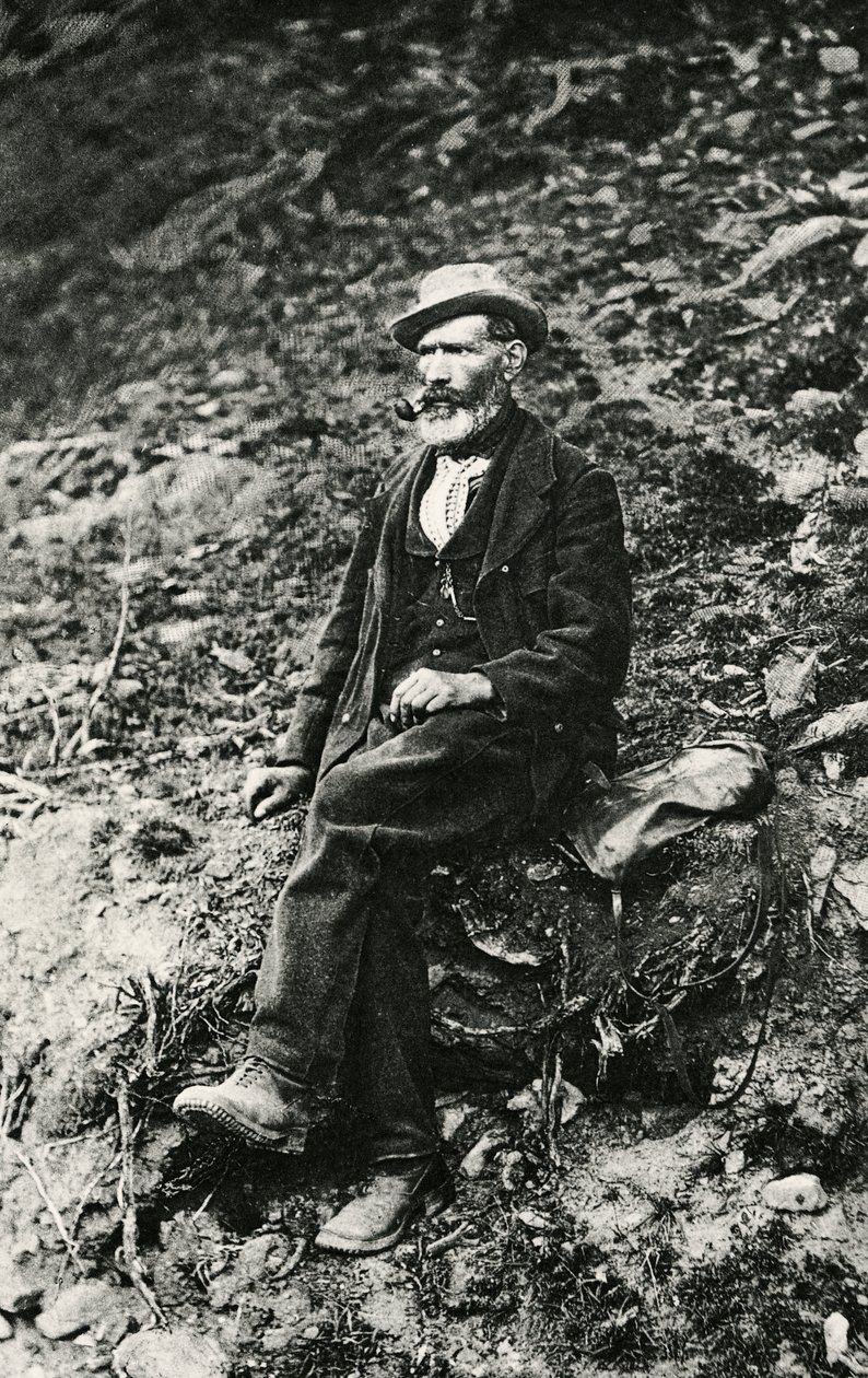 Jean-Antoine Carrel (1829-1890 Valtournenche), bergsbestigare i Aostadalen, som gjorde första uppstigningen till toppen av Matterhorn från italiensk sida, 16 augusti av Unbekannt Unbekannt