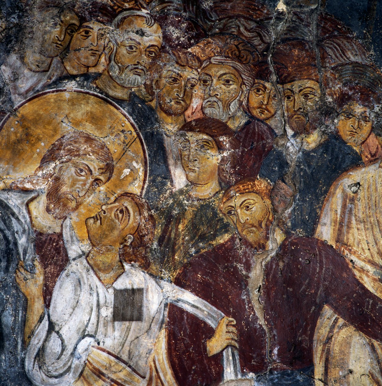 Jesus och apostlarna, fresker inne i klostret Panagia Antifonitria, Myriokefala, Kreta, Grekland (foto) av Unbekannt Unbekannt