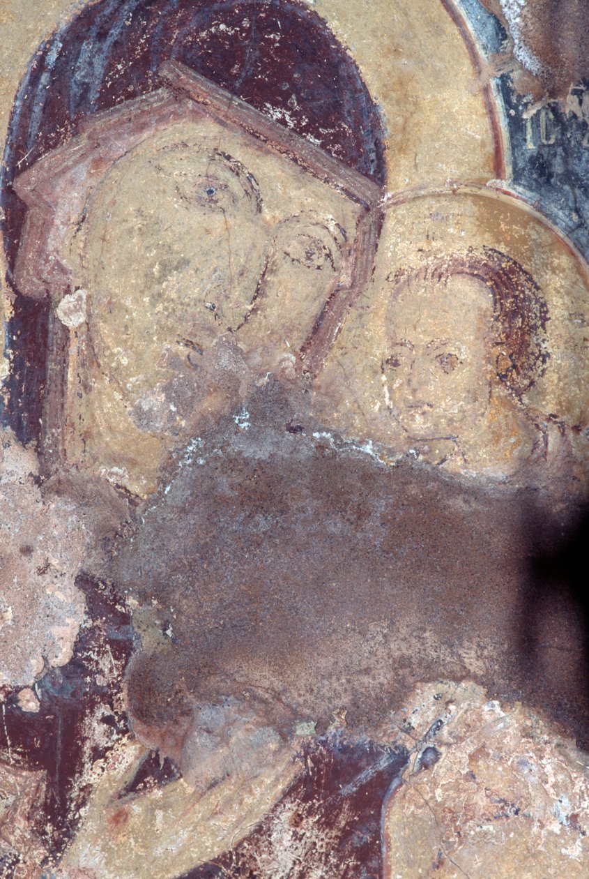 Madonna och barn, fresk i kyrkan Panagia, Rodovani, Kreta, Grekland (foto) av Unbekannt Unbekannt
