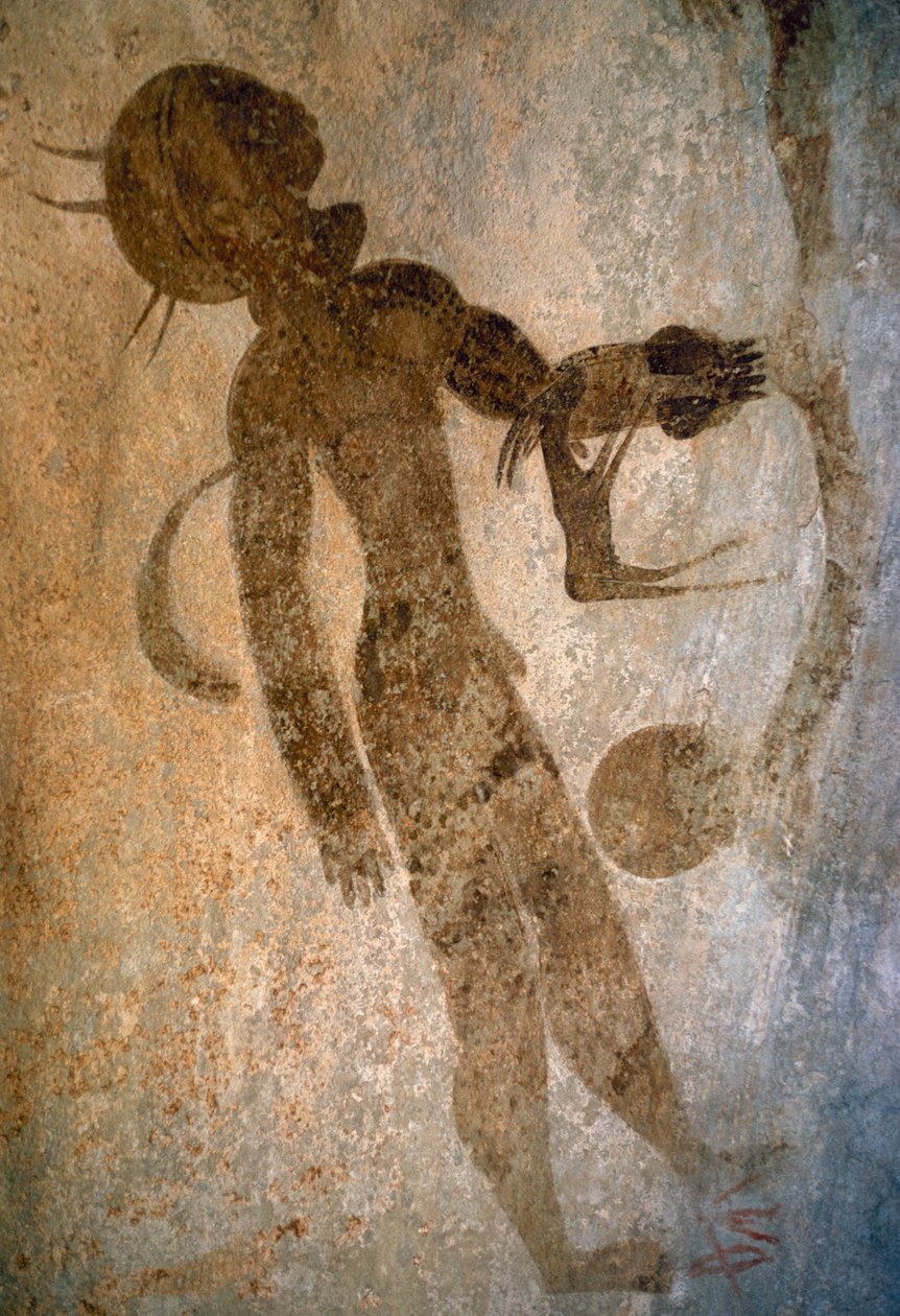 Man simmar, hällmålning, Tassili n