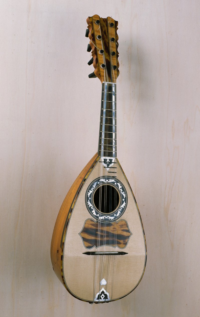 Napolitansk mandolin, musikinstrument byggt i verkstaden hos luthier Pasquale Scala i Praiano, Kampanien. Italien, 1900-talet av Unbekannt Unbekannt