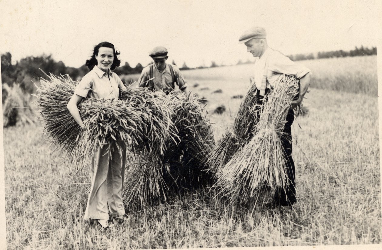 Fotografi av Adele Astaire vid skördetid (s/v foto) av Unbekannt Unbekannt