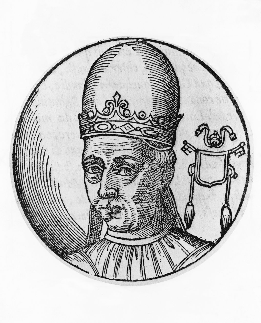 Porträtt av Adrian I (700-795), 95:e påven av katolska kyrkan från 772, gravyr av Unbekannt Unbekannt