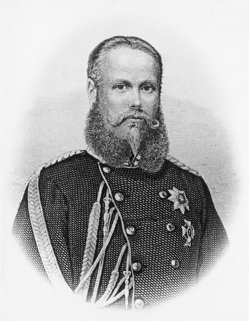 Porträtt av Karl I (1823-1891), kung av Wuerttemberg från 1864, gravyr av Unbekannt Unbekannt