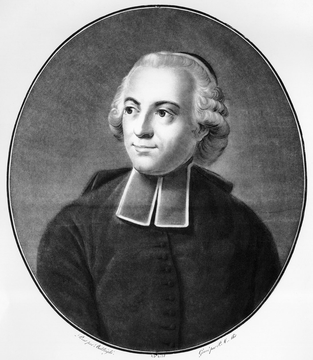 Porträtt av Etienne Bonnot de Condillac (1714-1780), fransk ekonom, filosof och epistemolog, som studerade inom områden som psykologi och sinnesfilosofi, gravyr av Unbekannt Unbekannt