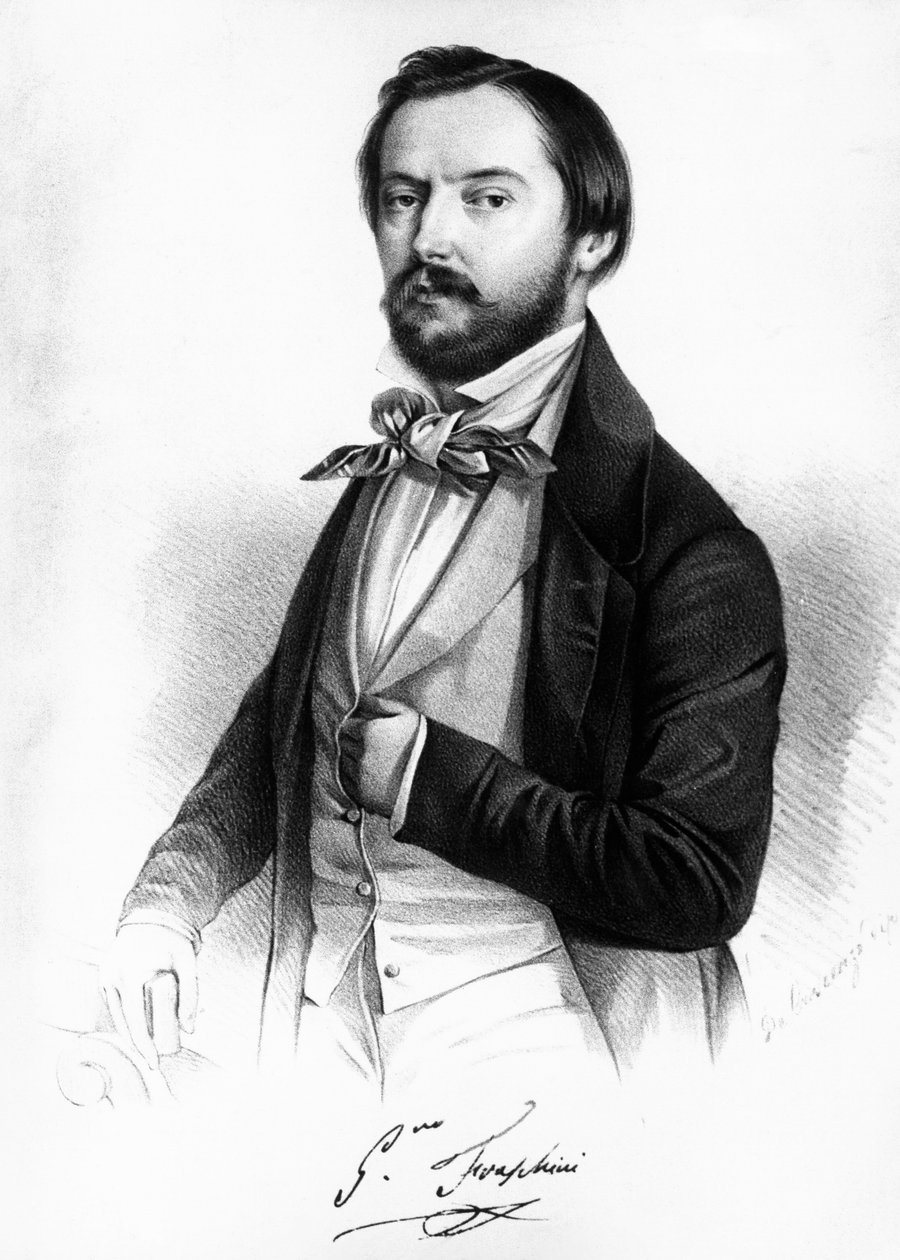 Porträtt av Gaetano Fraschini (1816-1887), italiensk tenor, gravyr av Unbekannt Unbekannt