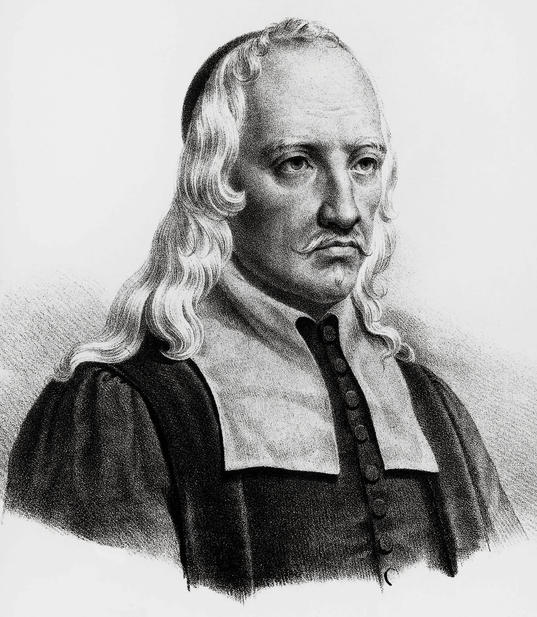 Porträtt av Giovanni Alfonso Borelli (1608-1679), italiensk matematiker, astronom, filosof, fysiolog, gravyr av Unbekannt Unbekannt