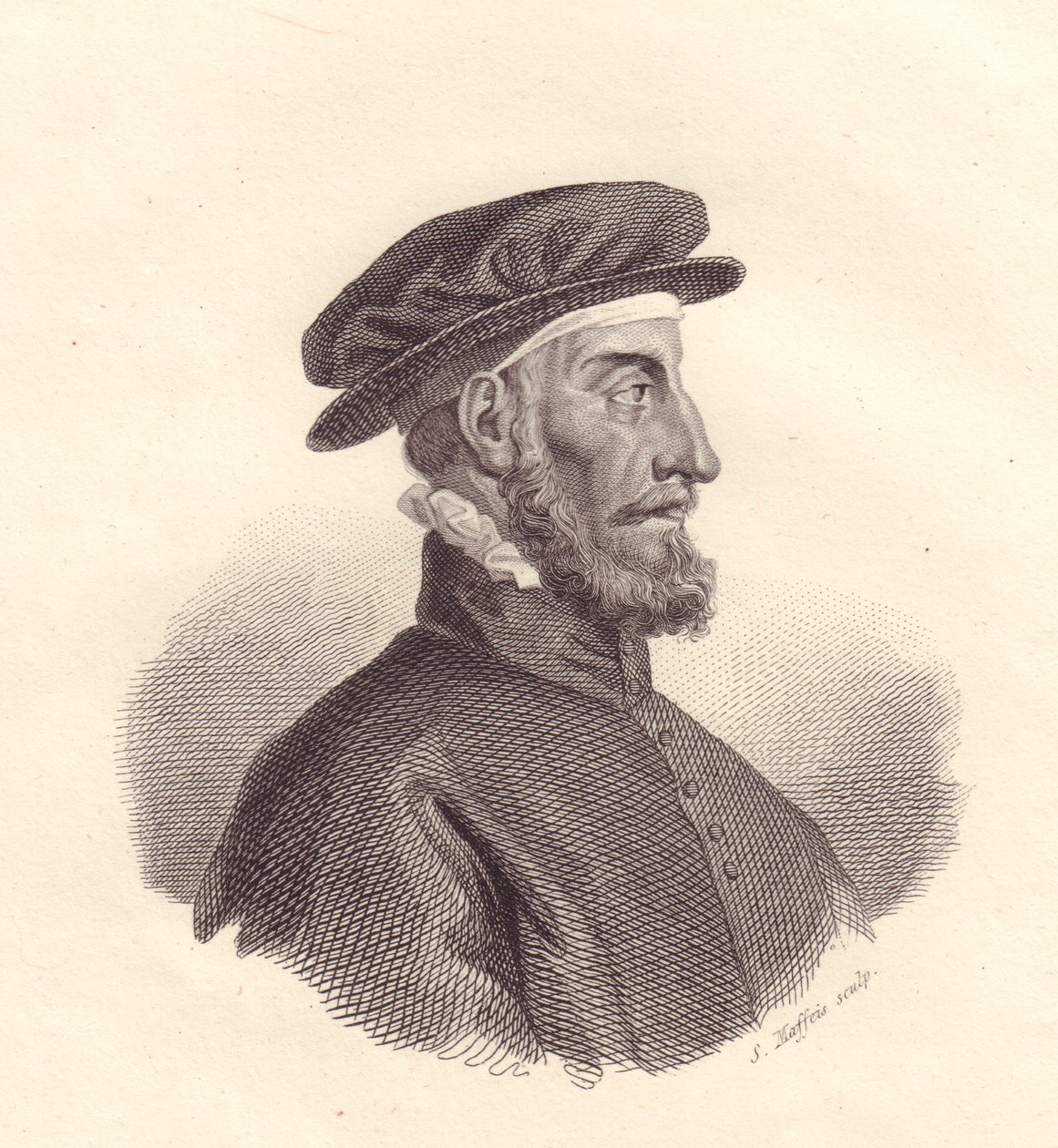 Porträtt av den italienska förläggaren och tryckaren Paolo Manuzio (1512-1574) kopparstick av S Maffeis av Unbekannt Unbekannt