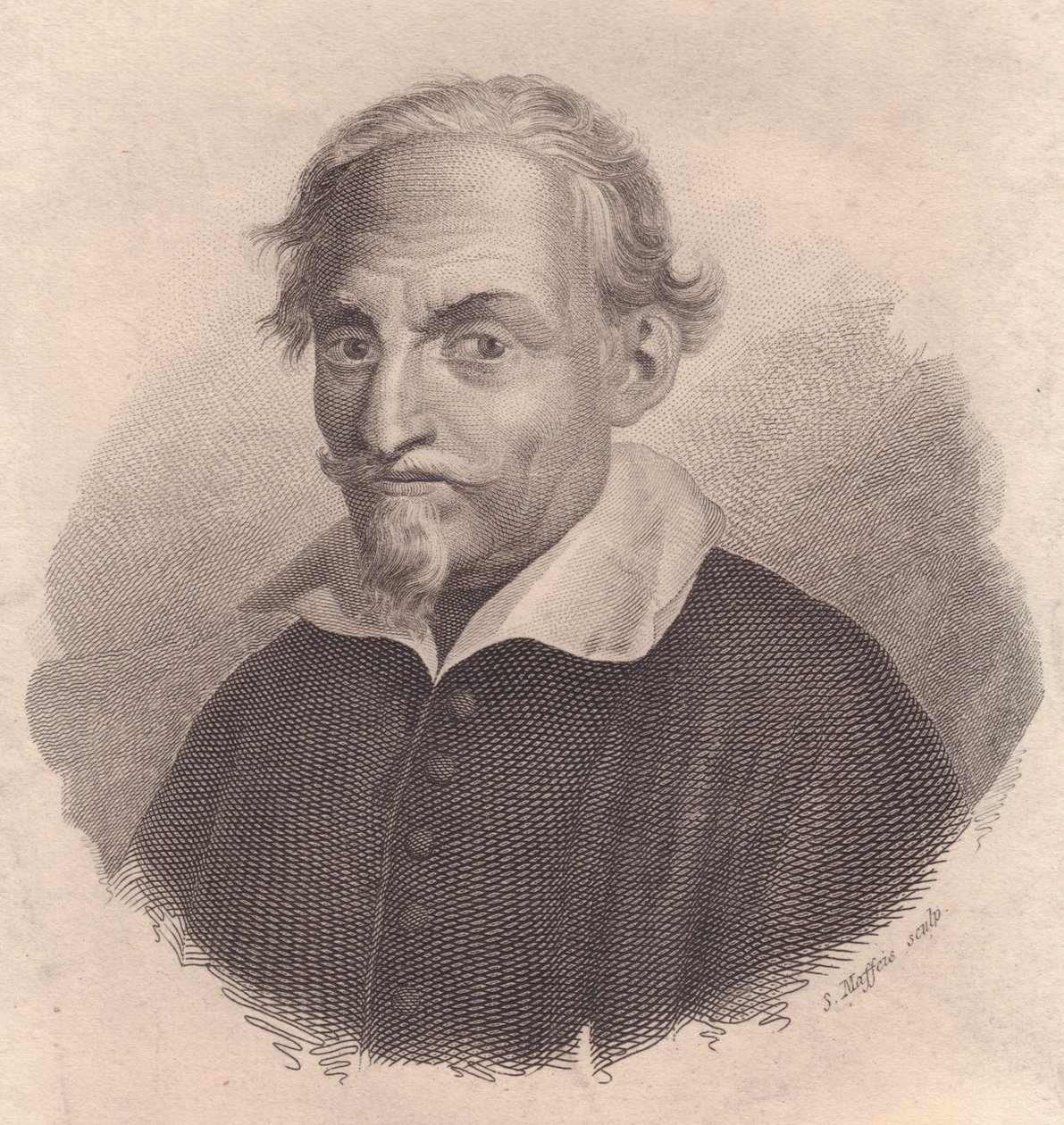 Porträtt av den italienske författaren och poeten Alessandro Tassoni (1565-1635) kopparstick av S Maffeis av Unbekannt Unbekannt