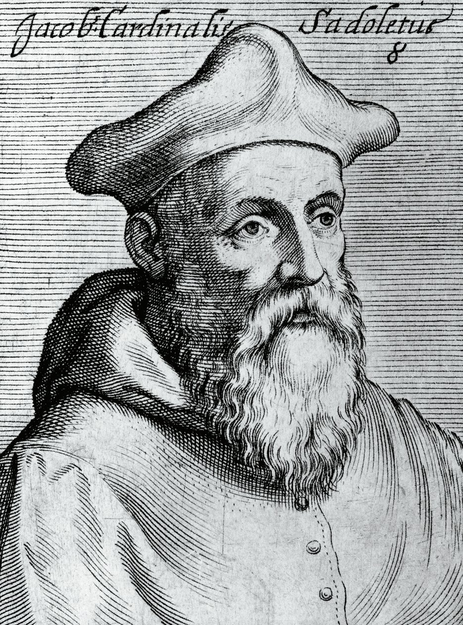 Porträtt av Jacopo Sadoleto (1477-1547), italiensk humanist, katolsk biskop och kardinal, gravyr från ikoner av Illustrissimorum, omnique virtutis, et scientiarum laude praestantissimoru virorum icones, av Claudius Pernetus av Unbekannt Unbekannt