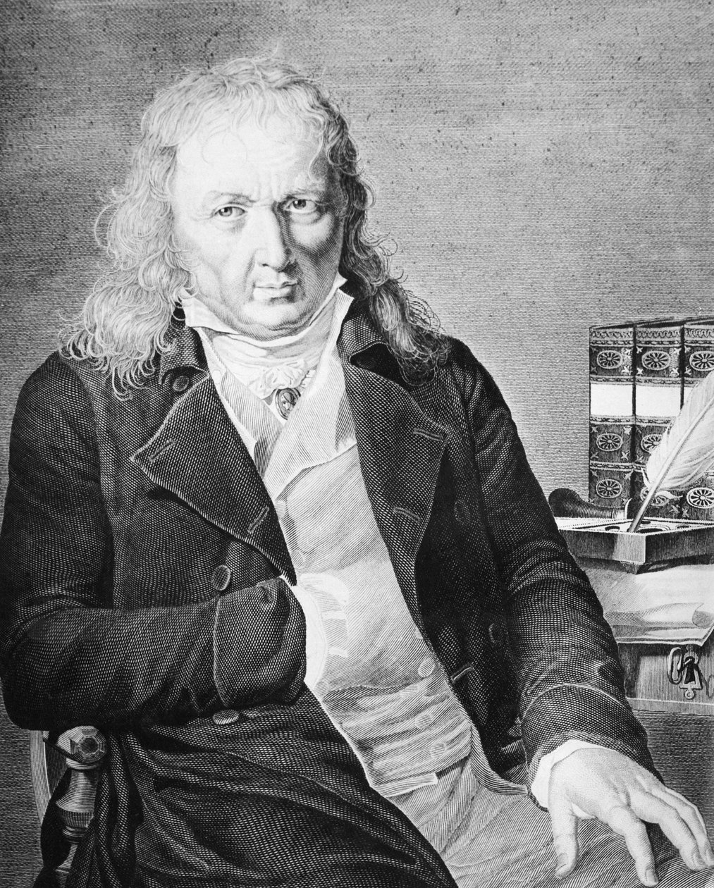 Porträtt av Jacques Bernardin Henri de Saint-Pierre (1737-1814), fransk författare och botaniker, gravyr av Unbekannt Unbekannt
