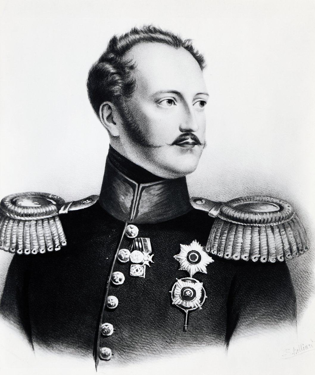 Porträtt av Nicholas I Romanov (1796-1855), tsar av Ryssland från 1825 till 1855, gravyr av Unbekannt Unbekannt