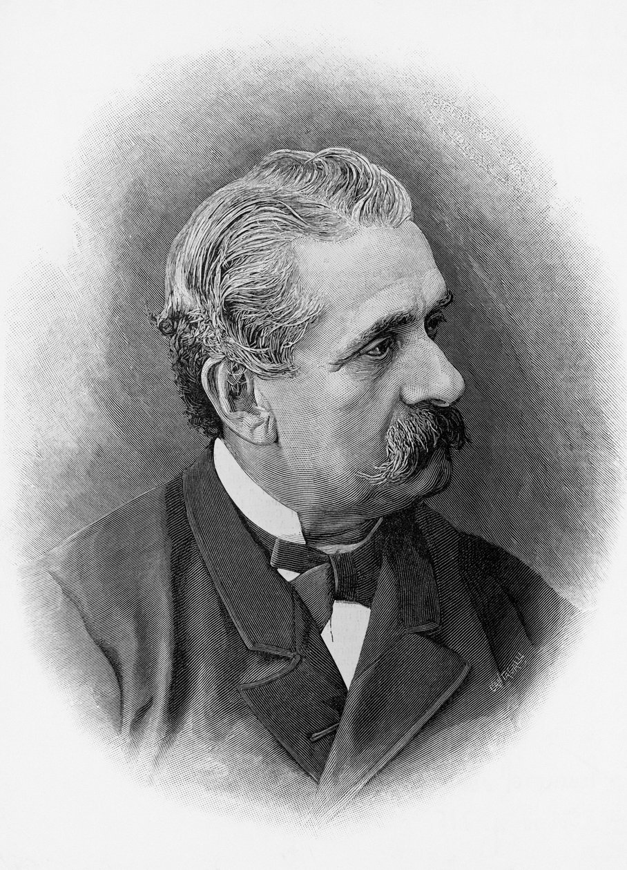 Porträtt av Paolo Ferrari (1822-1889), italiensk dramatiker och författare, gravyr av Unbekannt Unbekannt