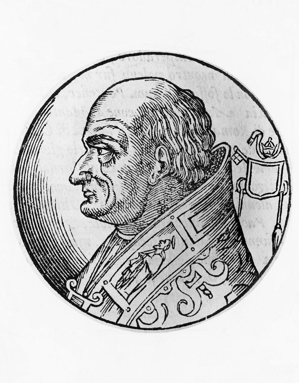 Porträtt av Saint Leo III (750-816), 96:e påven av katolska kyrkan från 796, gravyr av Unbekannt Unbekannt