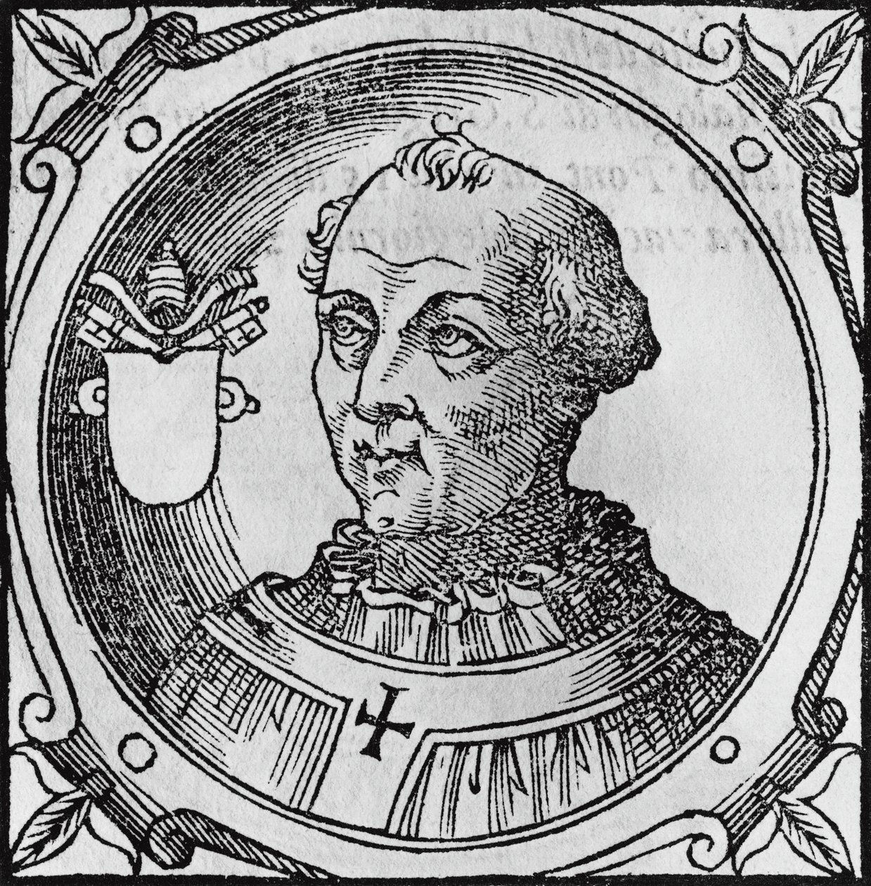 Porträtt av Stefan II, eller III (ca 714-757), 92:a påven av katolska kyrkan från 752, gravyr av Unbekannt Unbekannt