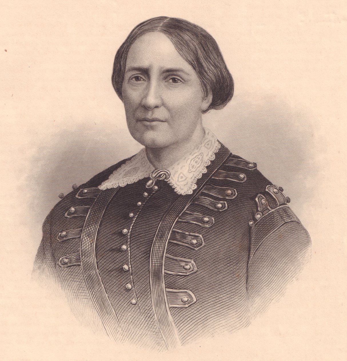 Porträtt av Teresa Christina av Bourbon-Två Sicilien, kejsarinna av Brasilien (1822-1889), gravyr av William Wellstood (1819-1900), cirka 1870 av Unbekannt Unbekannt