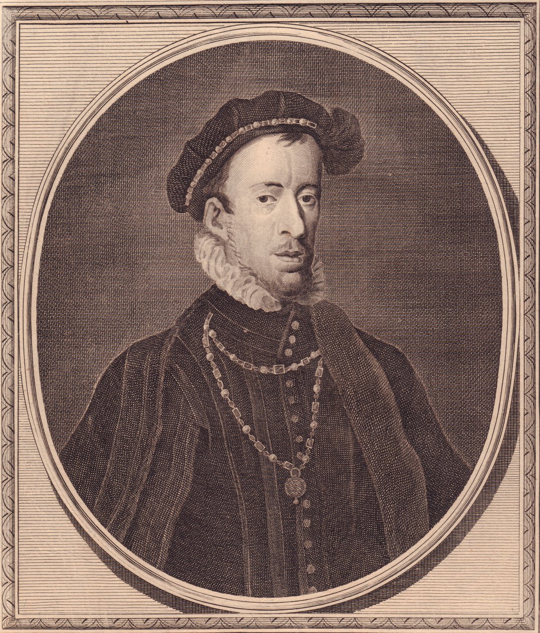 Porträtt av Thomas Howard, 4:e hertigen av Norfolk (1536-1572), kopparstick av John Goldar (1729-1795) av Unbekannt Unbekannt