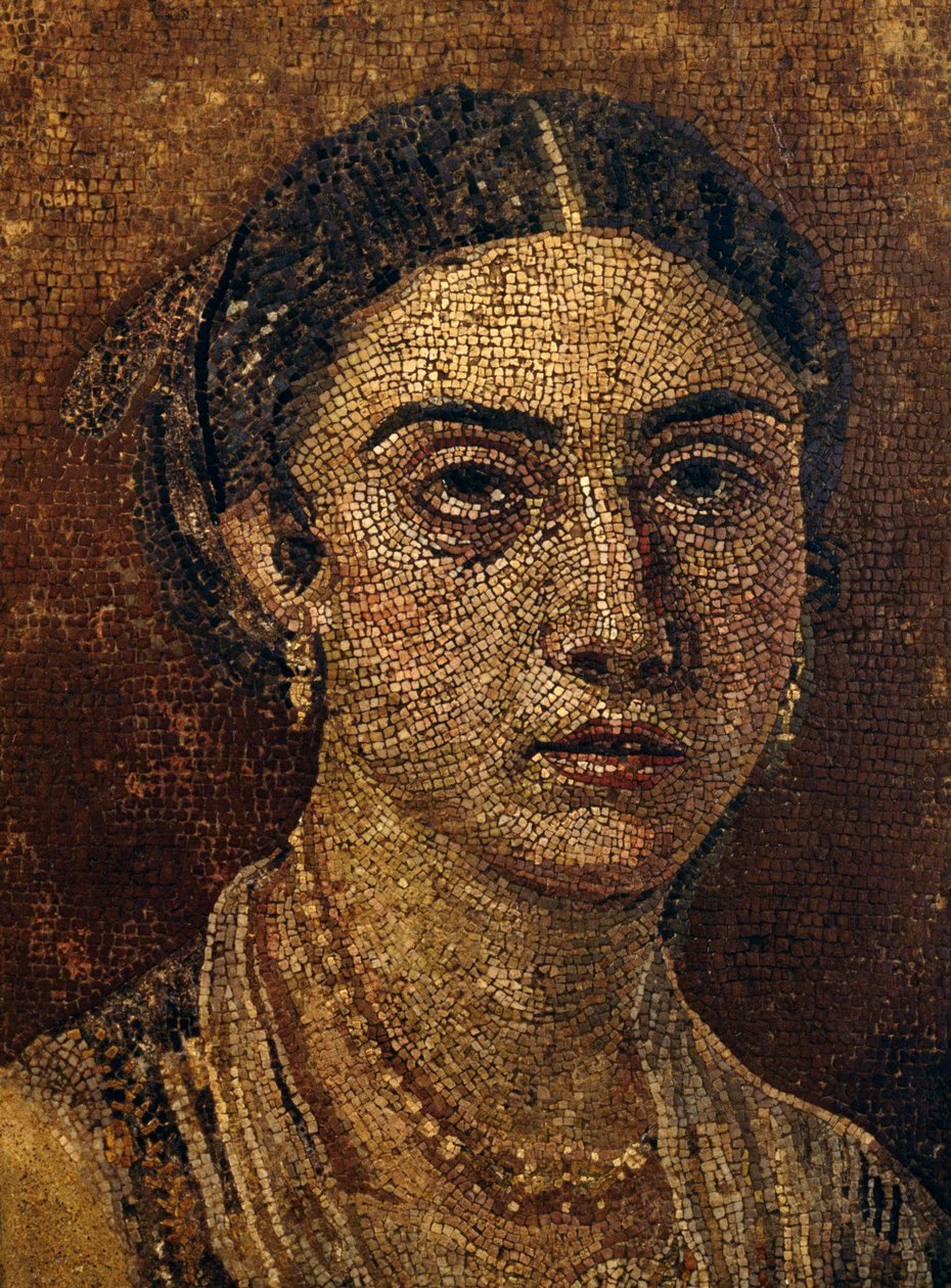 Porträtt av en ung kvinna, mosaik från Herculaneum. romersk civilisation av Unbekannt Unbekannt