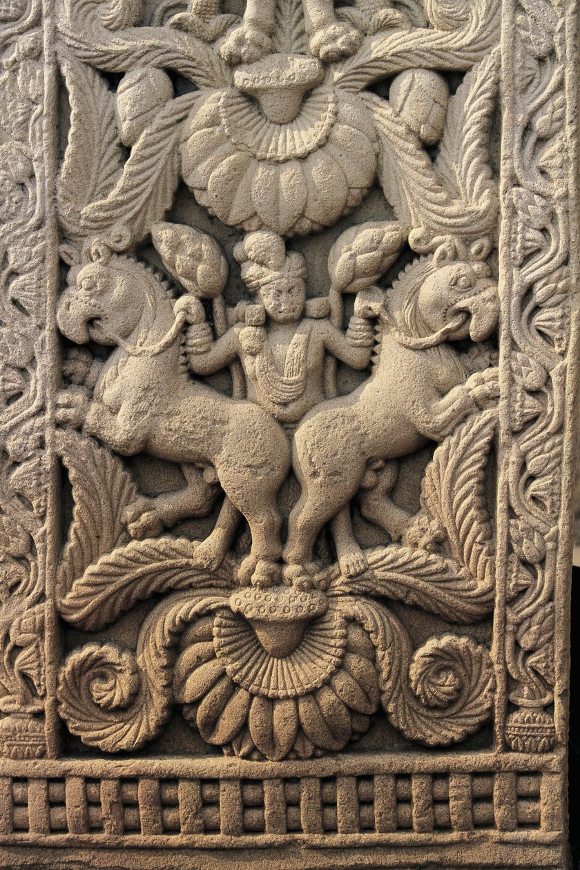 Relief på den västra ingången, Stor stupa, Sanchi (UNESCOs världsarvslista av Unbekannt Unbekannt